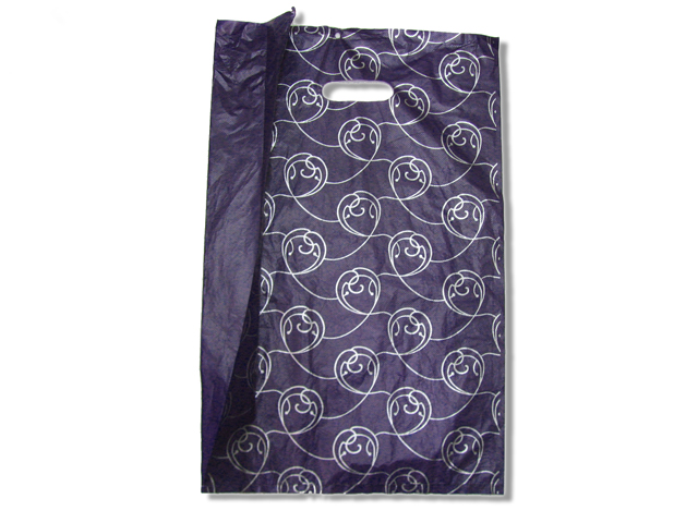 12+4x19" Patch Handle Bag (Purple line pattern) 約  100個/包