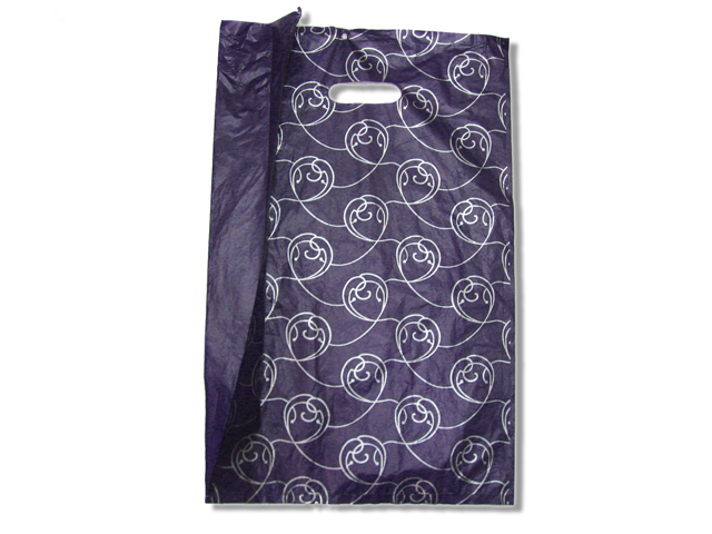 12+4x19\" Patch Handle Bag (Purple line pattern) 約  100個/包