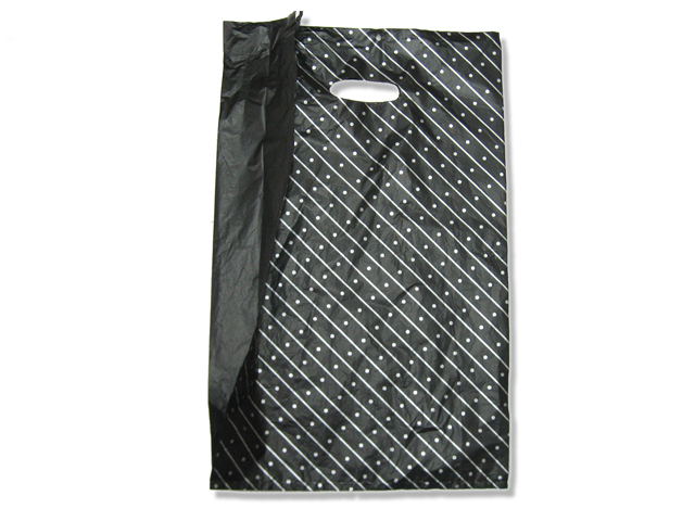 12+4x19" 風琴手挽袋  (黑, 圓點斜紋)  約 100個/包