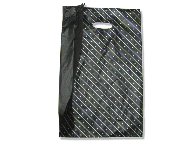 12+4x19\" Patch Handle Bag (black, dot) 約  100個/包