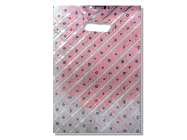 10x15" 手挽袋 (粉紅斜紋藍花) 約  100個/包