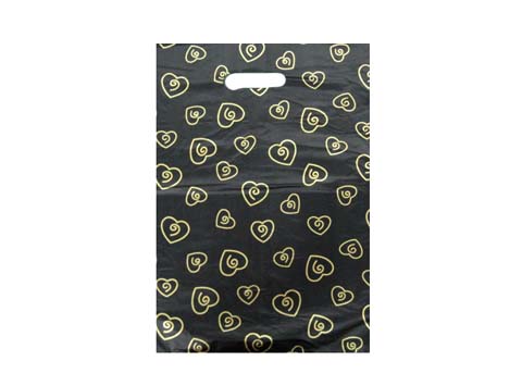 12x17" Patch Handle Bag (Black with golden heart )  100個/包